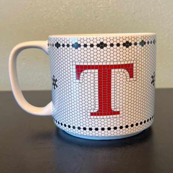BEE & WILLOW Letter T Monogram Initial Wide-Mouth Honeycomb Mosaic Ceramic Mug - Picture 2 of 12